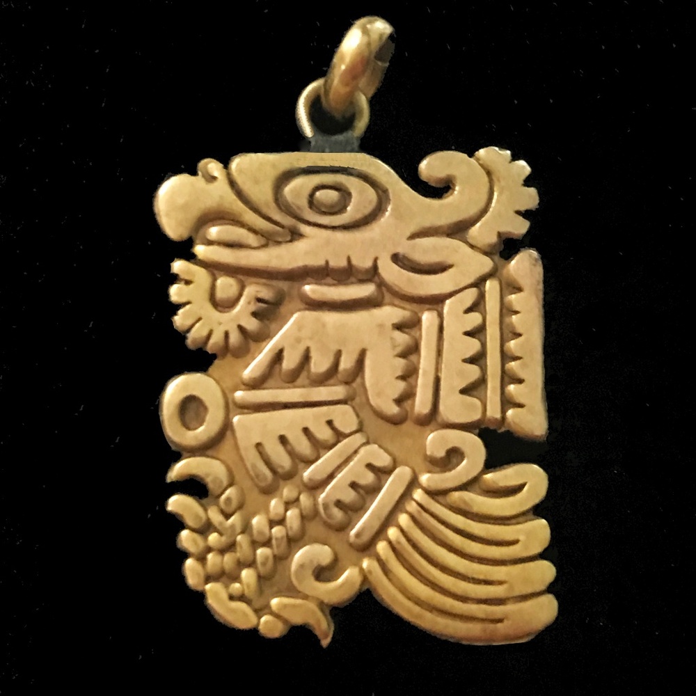 Citlali Aztec Quetzalcoatl "Feathered Serpent" 12K Gold Pendant